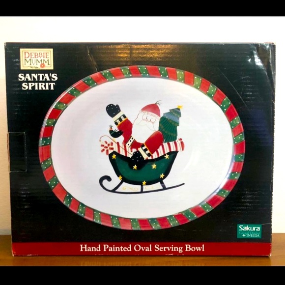Debbie Mum SANTA’S SPIRIT Vintage Oval Bowl NIB - Picture 1 of 3